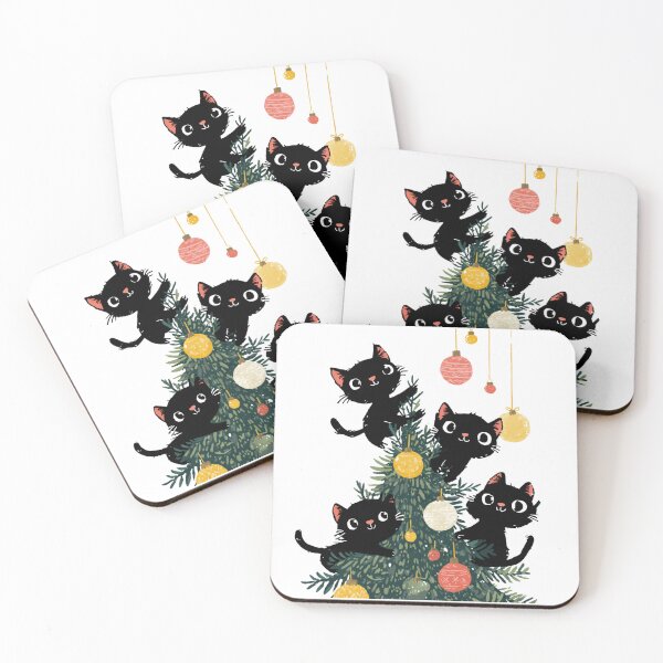 Item preview, Black cats "decorating" a Christmas tree designed and sold by MendaciousMina.