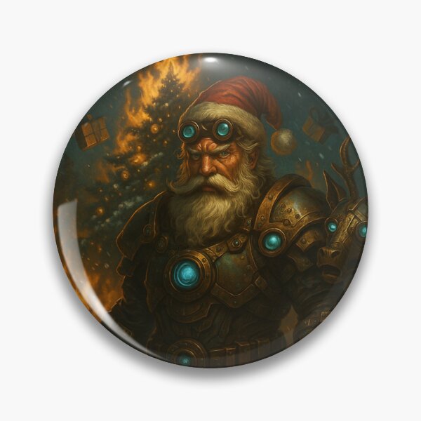 Item preview, Steampunk Santa Warrior – Mechanical Christmas Fire Guardian designed and sold by Papier Atelier Art.