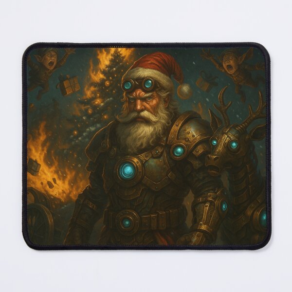 Item preview, Steampunk Santa Warrior – Mechanical Christmas Fire Guardian designed and sold by Papier Atelier Art.