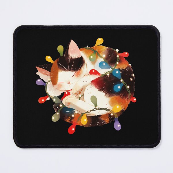 Item preview, Calico cat wrapped in Christmas lights designed and sold by MendaciousMina.