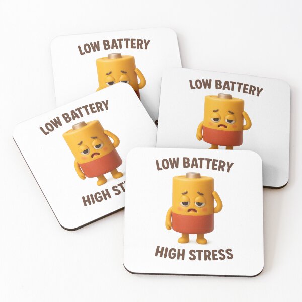 Item preview, Cute Stressed & Tired Battery - Low Battery High Stress | Kawaii Funny Office Humor Gift Art designed and sold by Moons Studio.