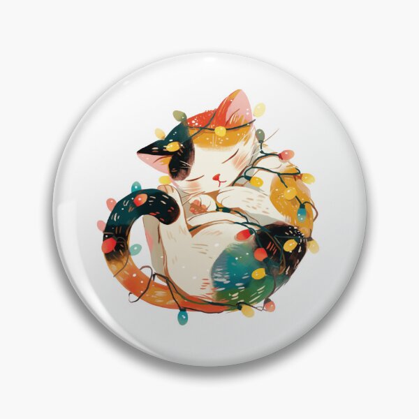 Item preview, Calico cat wrapped in Christmas lights designed and sold by MendaciousMina.