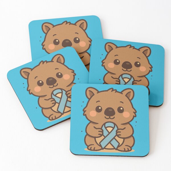 Item preview, Cute Wombat With Blue Awareness Ribbon – Aussie Wildlife Art designed and sold by TroyTheTerrific.