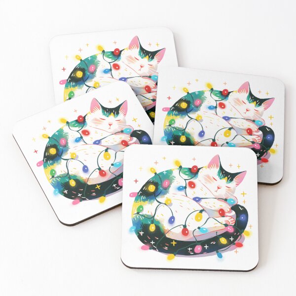Item preview, Calico cat wrapped in Christmas lights designed and sold by MendaciousMina.