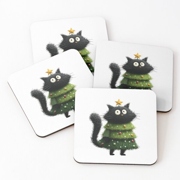 Item preview, Black cat dressed up as a Christmas tree designed and sold by MendaciousMina.