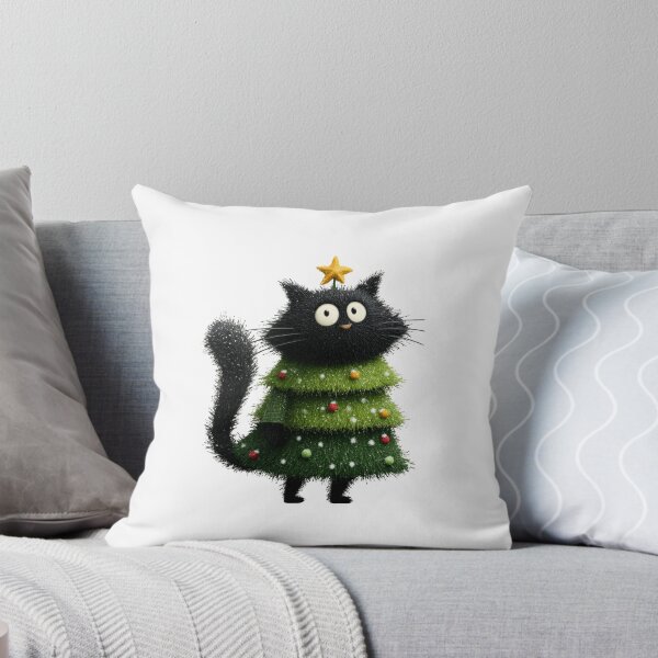 Item preview, Black cat dressed up as a Christmas tree designed and sold by MendaciousMina.