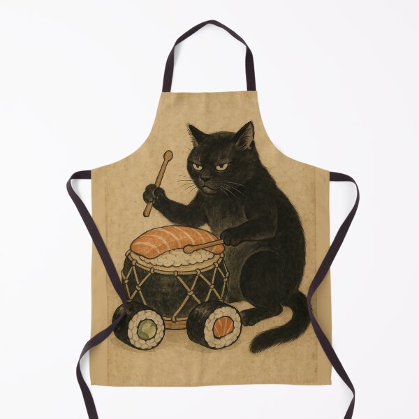 Item preview, Surreal Japanese Sushi Drummer Cat artwork designed and sold by Sarcastic designs.