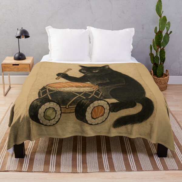 Item preview, Surreal Japanese Sushi Drummer Cat artwork designed and sold by Sarcastic designs.
