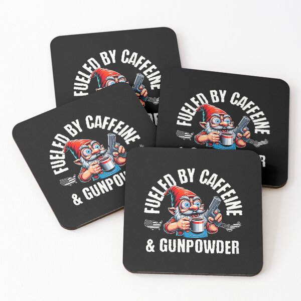 Item preview, Fueled By Caffeine Gunpowder Garden Gnome With Gun designed and sold by EstherDiane.