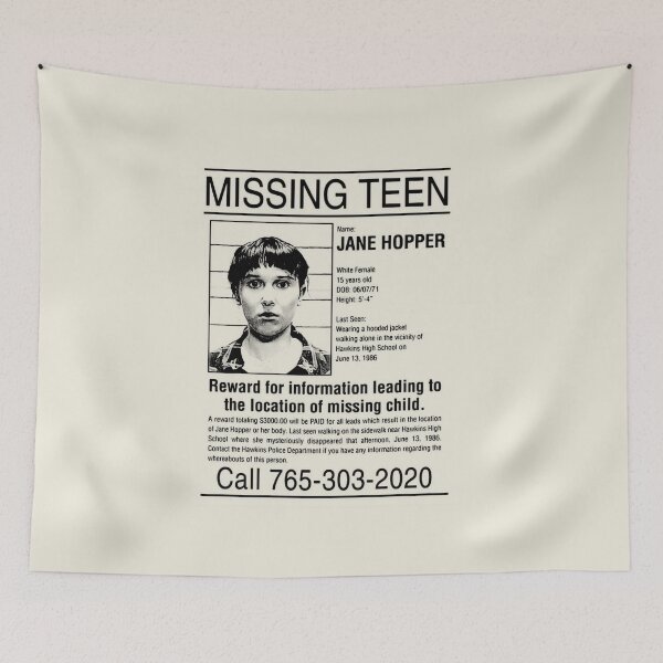 Item preview, missing teen jane hopper eleven wanted poster stranger things season 5 designed and sold by Kyna Arts.