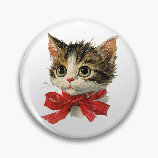Item preview, Vintage kitten with a red bow designed and sold by MendaciousMina.