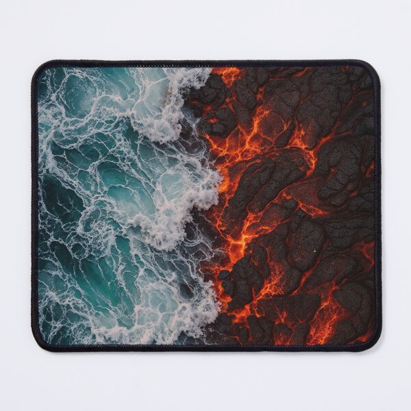 Item preview, Lava Meets Ocean – Dramatic Aerial Clash of Fire and Water designed and sold by RokaCircles.