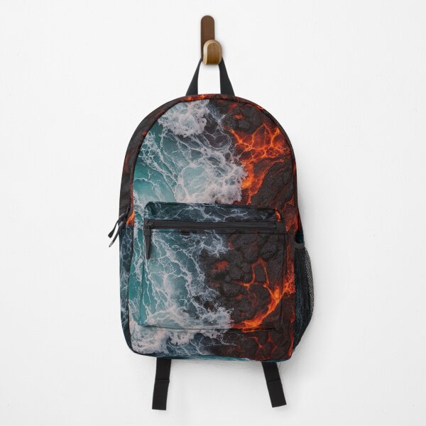 Item preview, Lava Meets Ocean – Dramatic Aerial Clash of Fire and Water designed and sold by RokaCircles.
