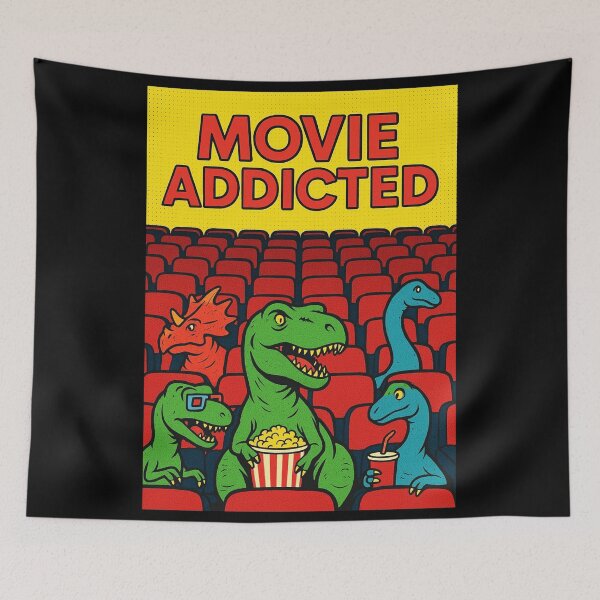 Artikelvorschau, Filmsüchtig – Pop-Art-Dinosaurier-Cinephile entworfen und verkauft von Sarcastic designs.