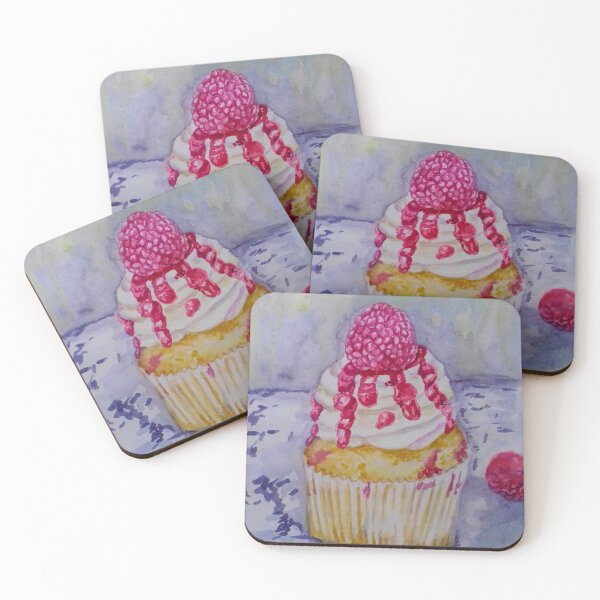 Item preview, Raspberry Vanilla Cupcake Realistic Watercolor food Painting  designed and sold by happiartworks .