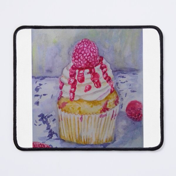 Item preview, Raspberry Vanilla Cupcake Realistic Watercolor food Painting  designed and sold by happiartworks .