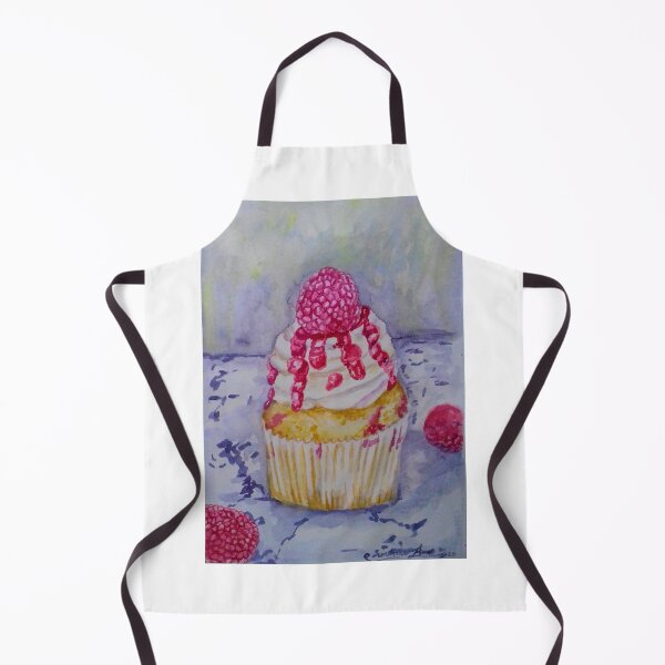 Item preview, Raspberry Vanilla Cupcake Realistic Watercolor food Painting  designed and sold by happiartworks .