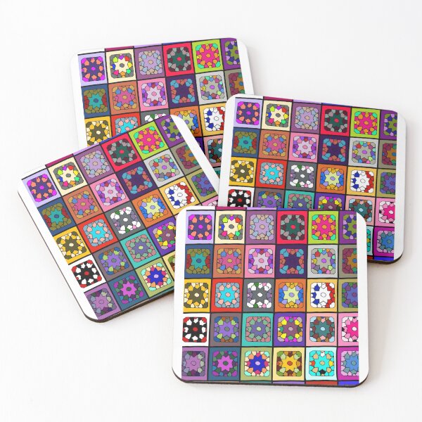 Item preview, bold colorful geometric quilt blocks- abstract pattern art designed and sold by SeasaltNL.