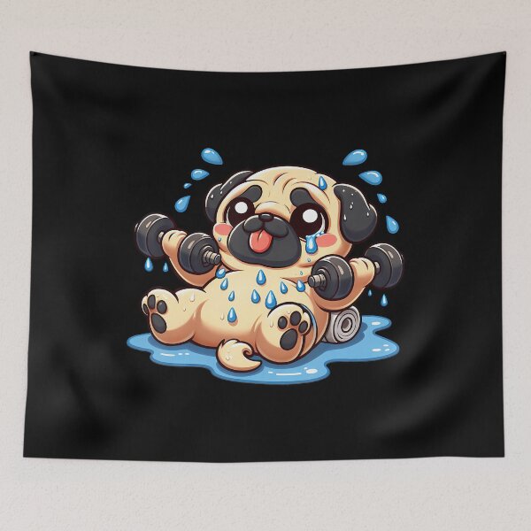 Item preview, Cute Cartoon Pug Weightlifting Weights Gym designed and sold by PatsyMargie.