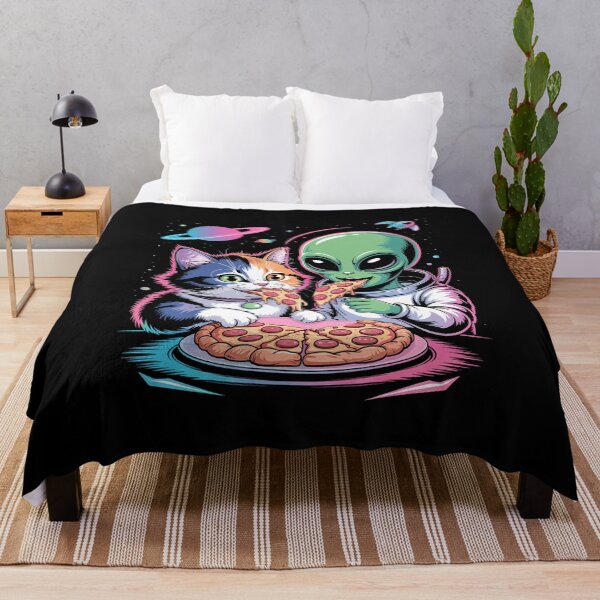 Item preview, Funny Cat And Alien Sharing Pizza Space Ufo For designed and sold by BrandyMartha.