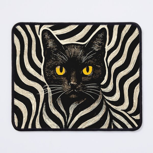 Item preview, Optical Illusion Black Cat – Hypnotic Striped Surreal Art designed and sold by SeoulInkSoul.