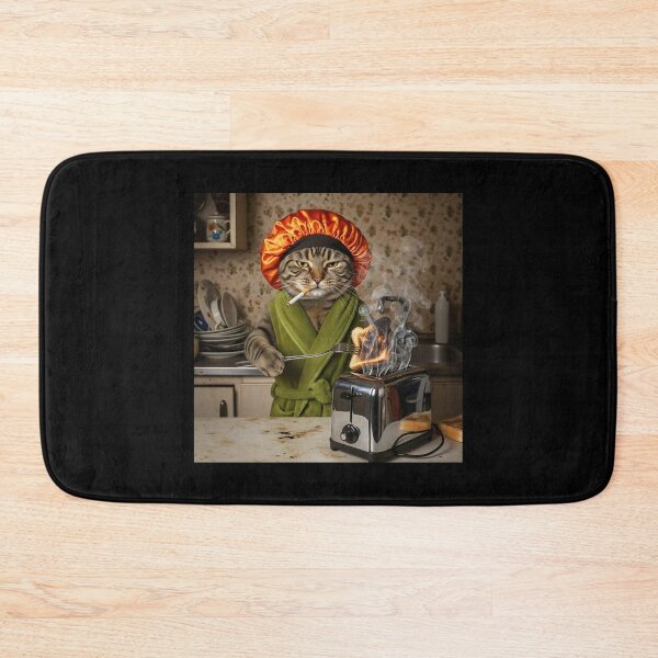 Item preview, Grumpy Cat Morning: Toaster Trouble, Bathrobe & Smoke designed and sold by Pawrizzma POD.