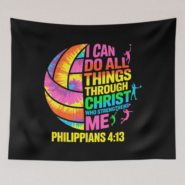 Item preview, Volleyball Ball Tie Dye I Can Do All Things Through Christ designed and sold by ClaraTeresa1.