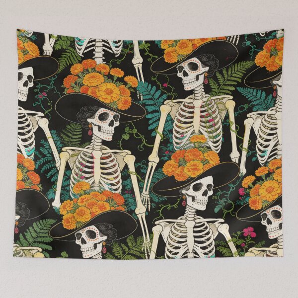 Item preview, Eternal Bloom: Maximalist Catrina & Marigold Pattern designed and sold by The boys.