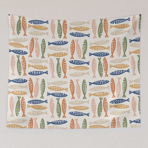 Item preview, Mediterranean Fish Colourful Pattern designed and sold by Patternandflow.