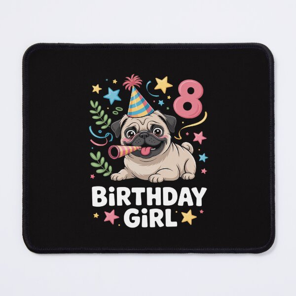 Item preview, Pug Birthday Girl 8th 8 Kids Girls Gift Idea Party designed and sold by Silicula.