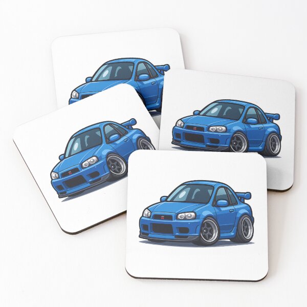 Item preview, Chibi Nissan Skyline R34 GTR Blue Tuner Car Illustration designed and sold by Joyfulimaginery.