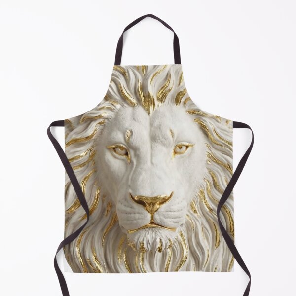 Item preview, Majestic Golden Lion Head Sculpture - White Marble King of the Jungle Art designed and sold by TheLumina.