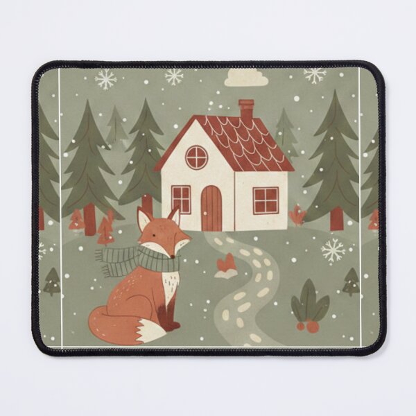Item preview, Cozy Winter Cabin - Scandinavian Woodland Christmas Scene - Cottagecore Snowy Forest House designed and sold by kinany00.