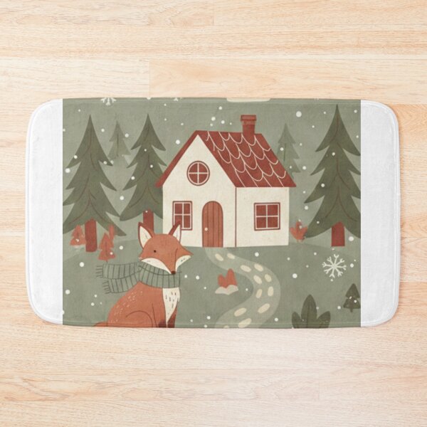 Item preview, Cozy Winter Cabin - Scandinavian Woodland Christmas Scene - Cottagecore Snowy Forest House designed and sold by kinany00.