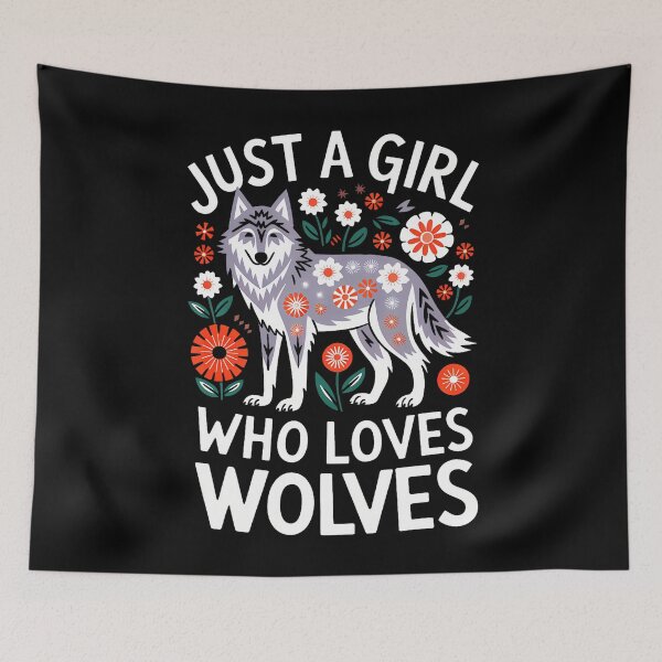 Item preview, Just A Girl Who Love Wolves Cute Wolf Flowers Women Girls designed and sold by DesireeAngela1.
