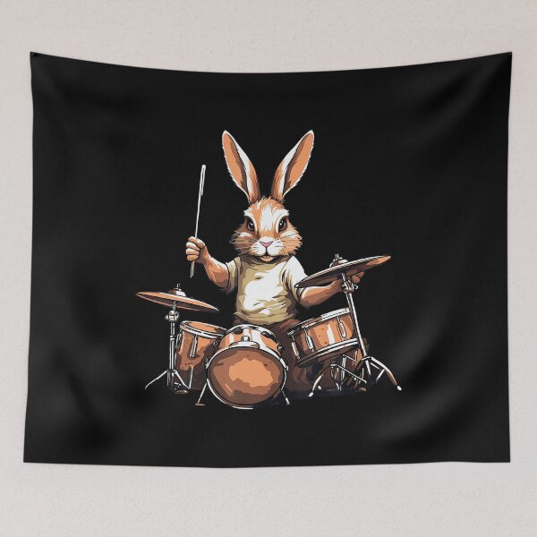 Item preview, Cute Rabbit Bunny Playing Drums Rabbits Drummer Music designed and sold by MonicaSophie.