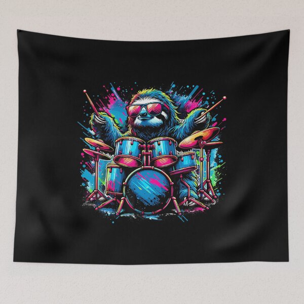 Item preview, Splash Art Lazy Sloth Drummer Drums Drum Drumming Drummers designed and sold by MonicaSophie.