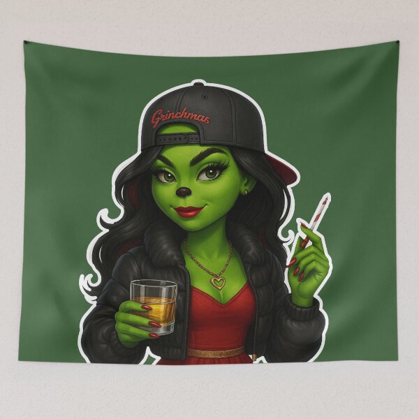 Item preview, Sassy Grinch Girl Christmas coco – Holiday Mischief designed and sold by Dreamy Panda Studio .