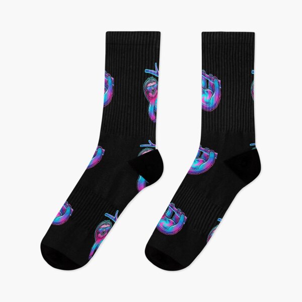 Item preview, Retrowave Sloth Hanging - Cosmic Chill Neon Synthwave Design designed and sold by HerdemDigiLife.