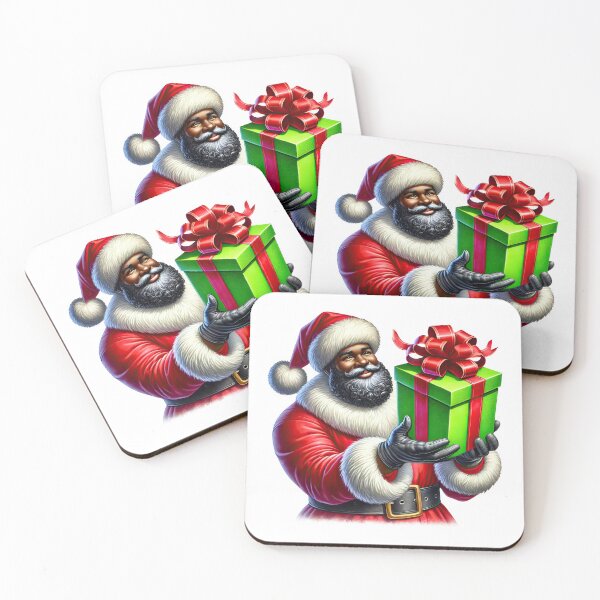 Item preview, Black Santa Holding Christmas Gift – African American Santa Art designed and sold by Lulunza.