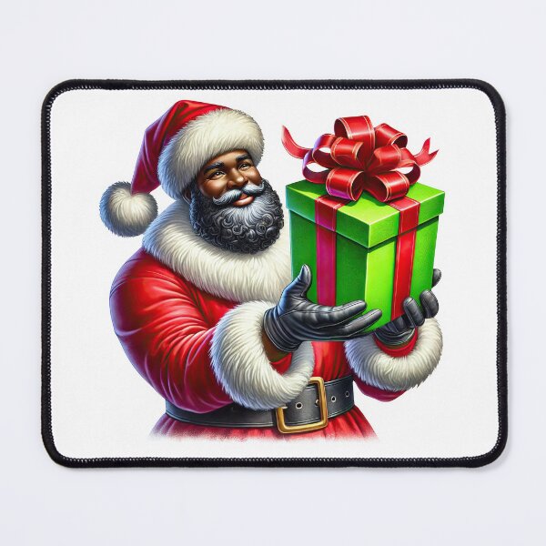 Item preview, Black Santa Holding Christmas Gift – African American Santa Art designed and sold by Lulunza.