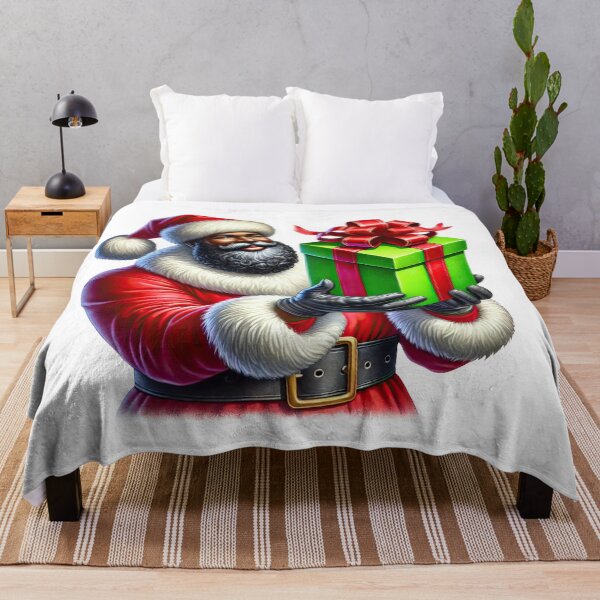 Item preview, Black Santa Holding Christmas Gift – African American Santa Art designed and sold by Lulunza.