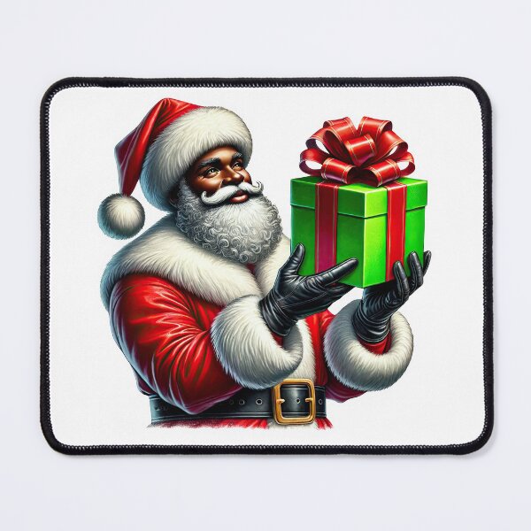 Item preview, African American Santa With Present – Black Santa Holiday Illustration designed and sold by Lulunza.