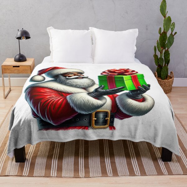 Item preview, African American Santa With Present – Black Santa Holiday Illustration designed and sold by Lulunza.