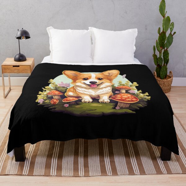 Item preview, Corgi Cottagecore Aesthetic Dog With Mushroom Hat designed and sold by KristyCharleen.
