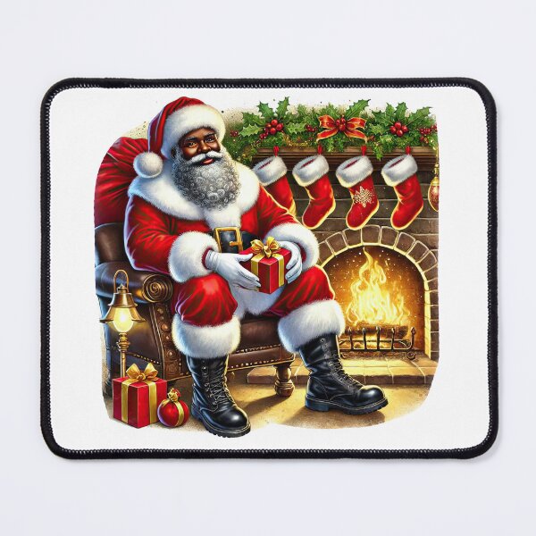 Item preview, Cozy Black Santa by Fireplace – African American Christmas Scene designed and sold by Lulunza.