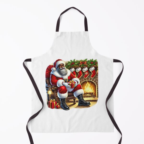Item preview, Cozy Black Santa by Fireplace – African American Christmas Scene designed and sold by Lulunza.