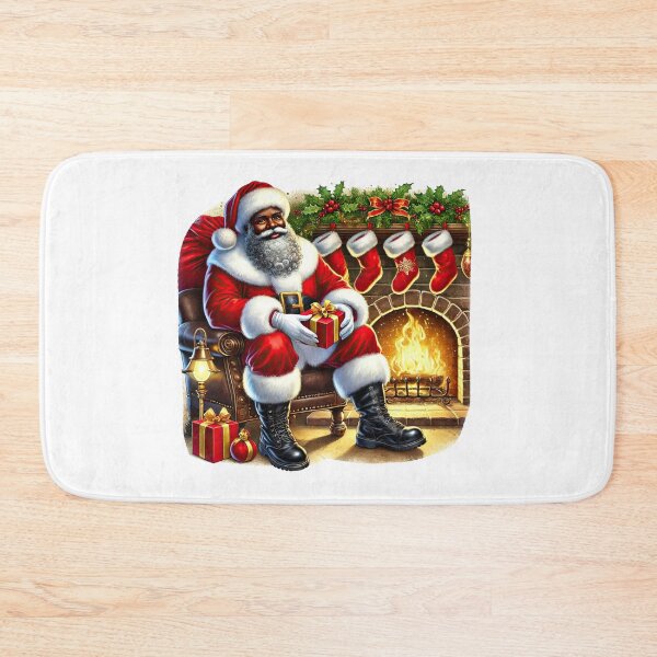 Item preview, Cozy Black Santa by Fireplace – African American Christmas Scene designed and sold by Lulunza.