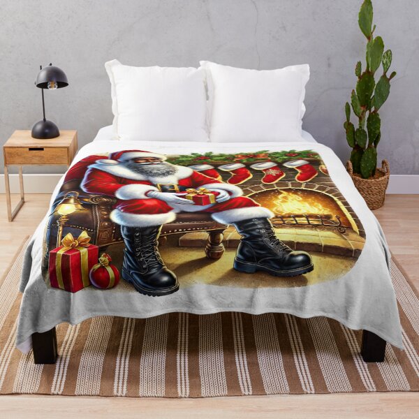 Item preview, Cozy Black Santa by Fireplace – African American Christmas Scene designed and sold by Lulunza.