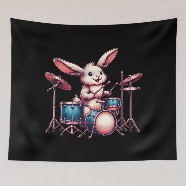 Item preview, Cute Rabbit Bunny Playing Drums Rabbits Drummer Music designed and sold by SelmaBonnie.